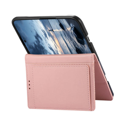 For  iPhone Duo Flowers Leaves Zipper Wallet Leather Phone Case with Strap - Pink - SYA003480301E