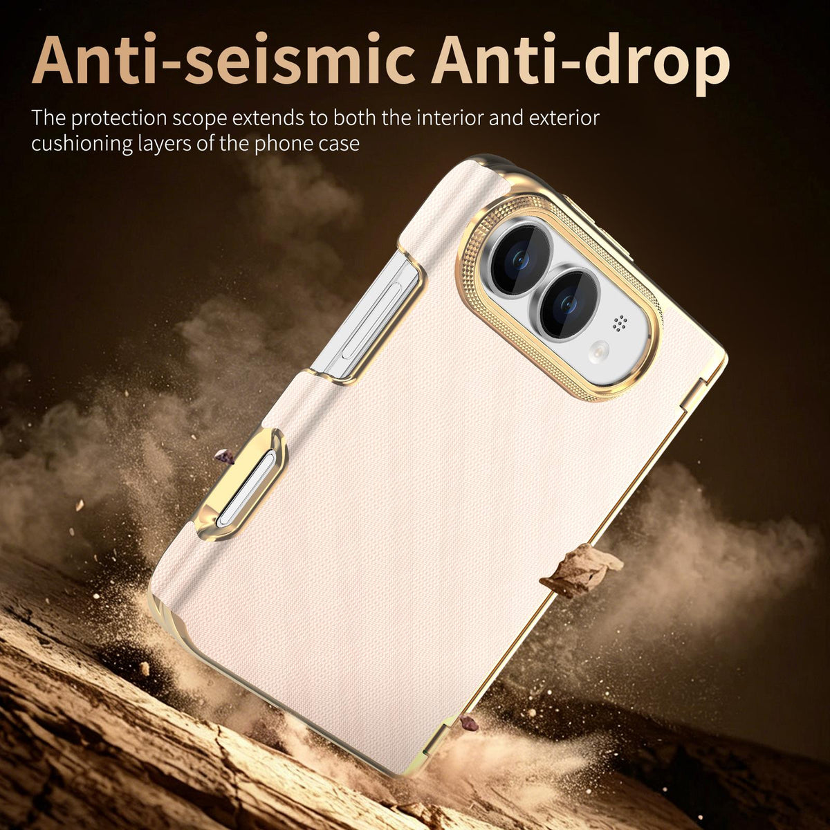For  iPhone Duo Geometric Mesh Texture Vegan Leather Dual-Hinge Phone Case - Pink - SYA003480401C
