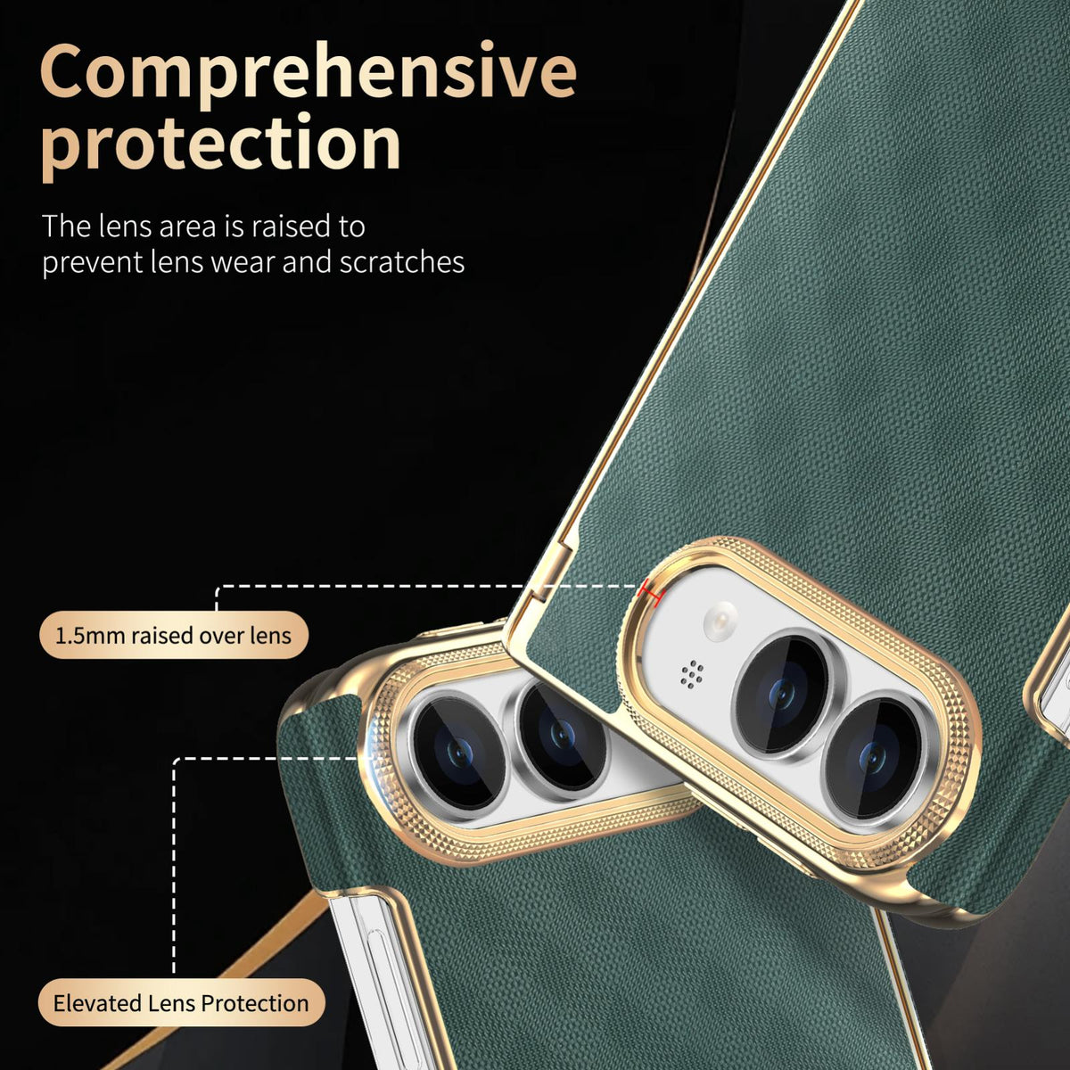 For  iPhone Duo Geometric Mesh Texture Vegan Leather Dual-Hinge Phone Case - Green - SYA003480401D