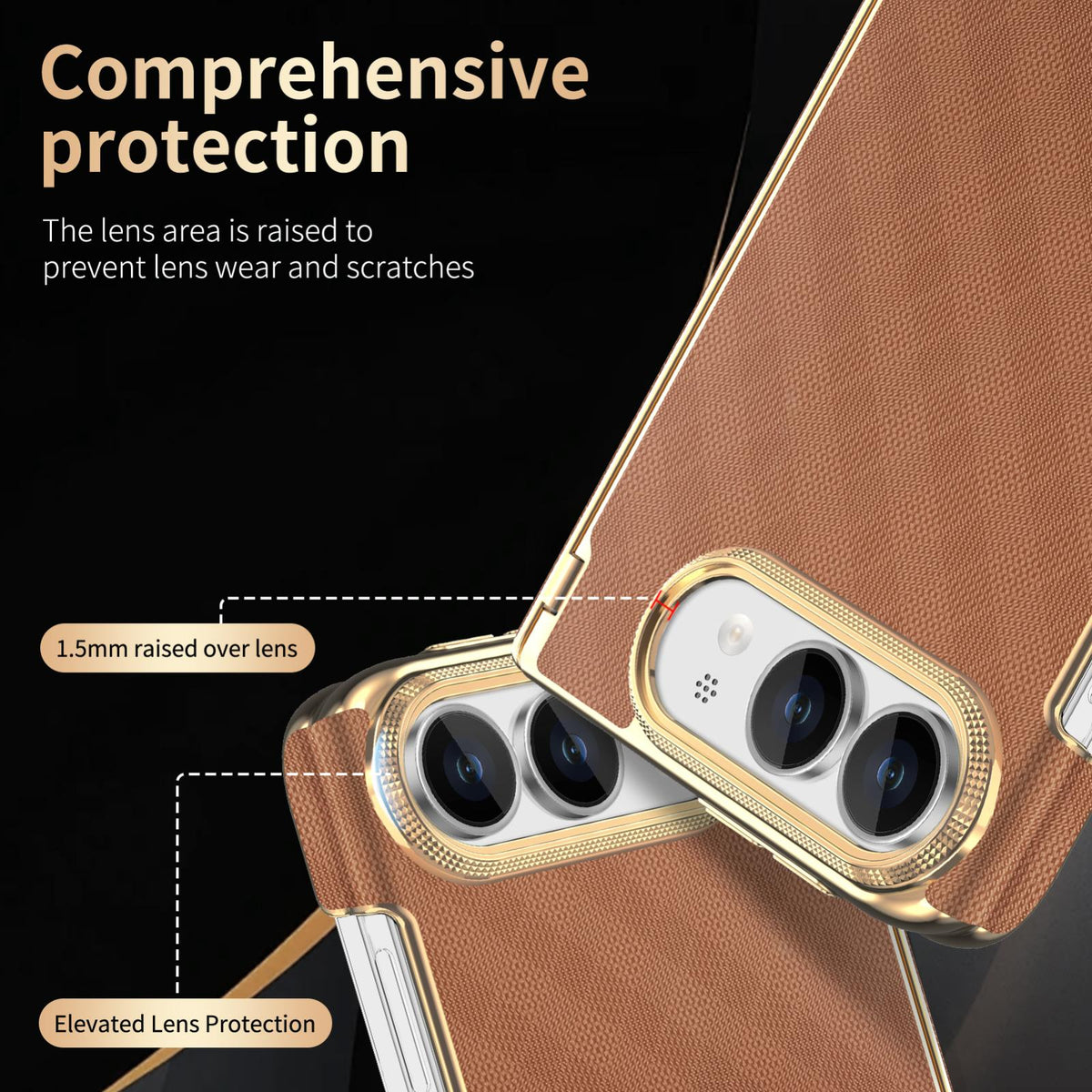 For  iPhone Duo Geometric Mesh Texture Vegan Leather Dual-Hinge Phone Case - Brow - SYA003480401E