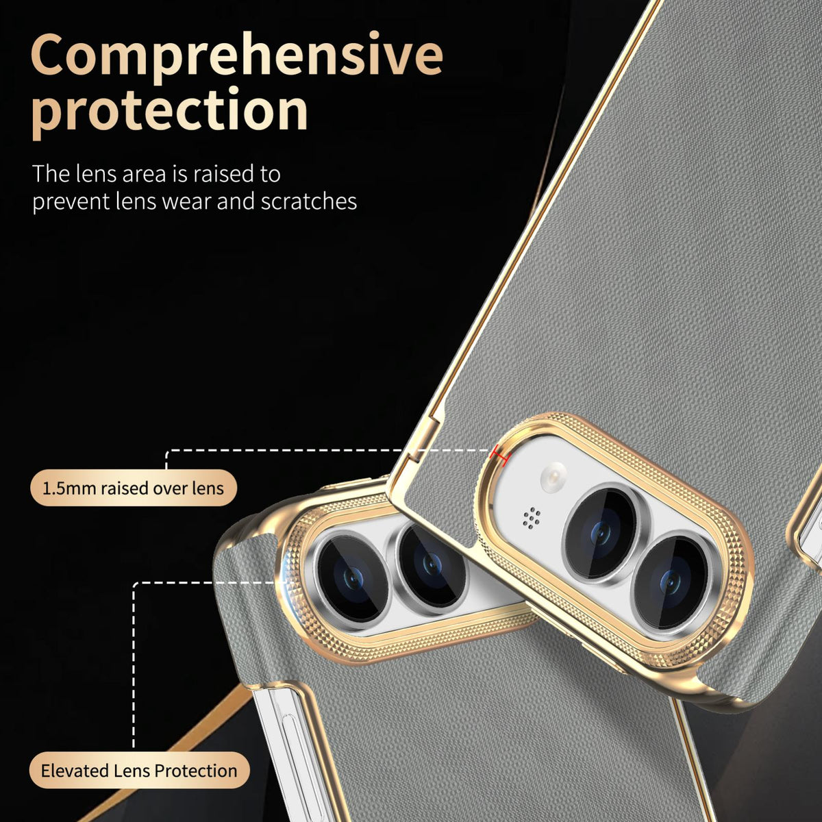 For  iPhone Duo Geometric Mesh Texture Vegan Leather Dual-Hinge Phone Case - Grey - SYA003480401F