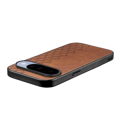 For Google Pixel 10 / 10 Pro 3D Cubic Grid Pressed Magnetic PU Back Cover Phone Case - Brown - SYA003483401A