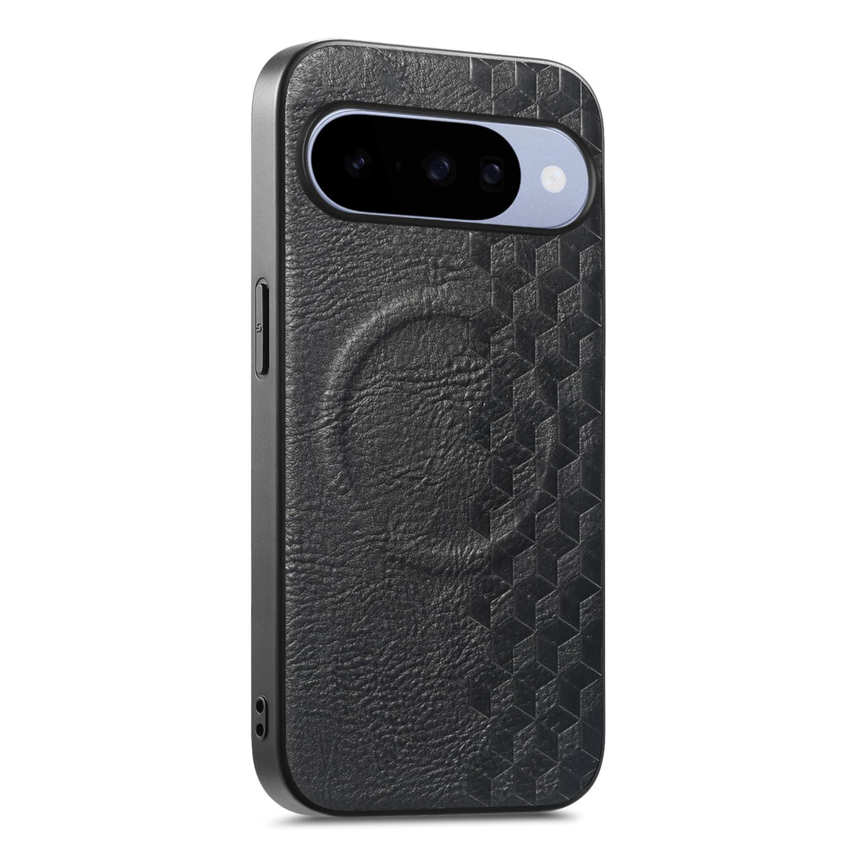 For Google Pixel 10 / 10 Pro 3D Cubic Grid Pressed Magnetic PU Back Cover Phone Case - Black - SYA003483401B