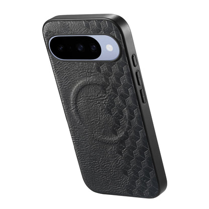 For Google Pixel 10 / 10 Pro 3D Cubic Grid Pressed Magnetic PU Back Cover Phone Case - Black - SYA003483401B
