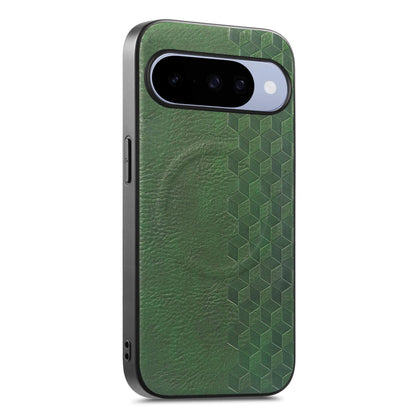 For Google Pixel 10 / 10 Pro 3D Cubic Grid Pressed Magnetic PU Back Cover Phone Case - Green - SYA003483401C