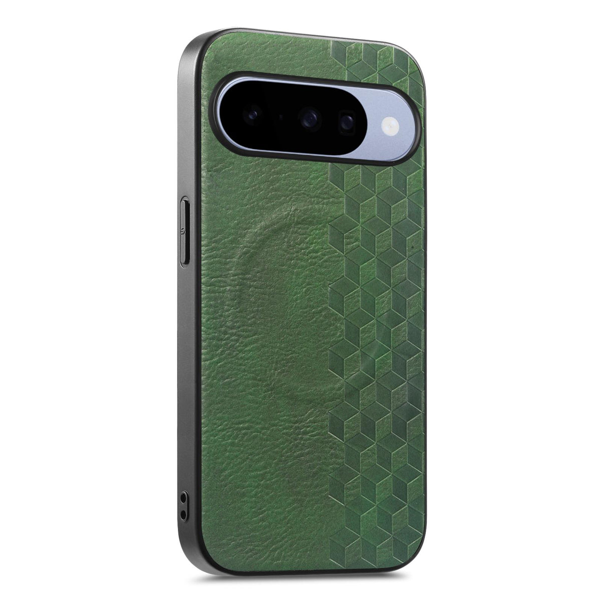 For Google Pixel 11 3D Cubic Grid Pressed Magnetic PU Back Cover Phone Case - Green - SYA003483403C
