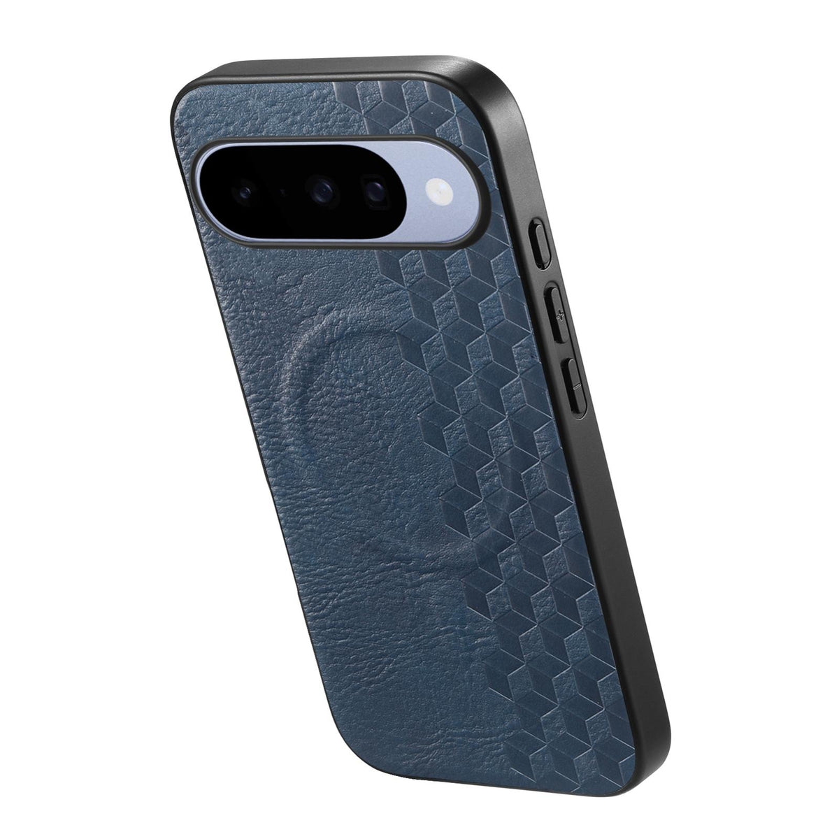 For Google Pixel 11 3D Cubic Grid Pressed Magnetic PU Back Cover Phone Case - Blue - SYA003483403D