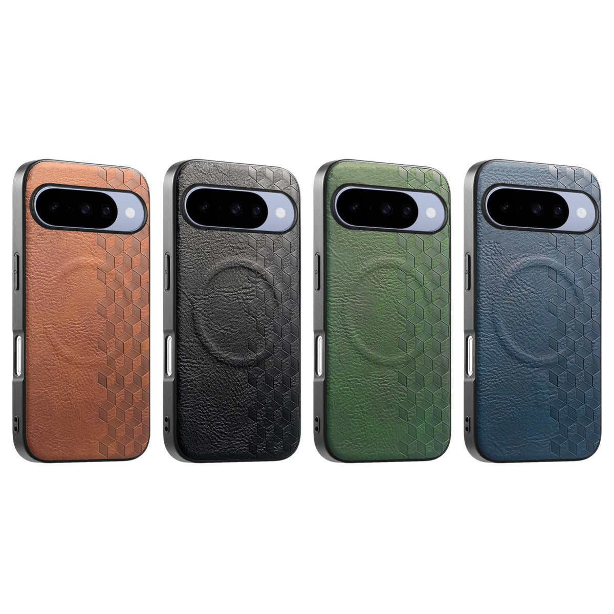 For Google Pixel 11 3D Cubic Grid Pressed Magnetic PU Back Cover Phone Case - Blue - SYA003483403D