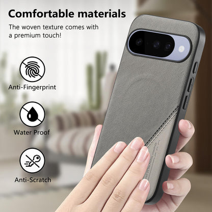 For Google Pixel 10 Pro XL Splicing Fabric Magnetic PU Back Cover Phone Case - Gray - SYA003483602C