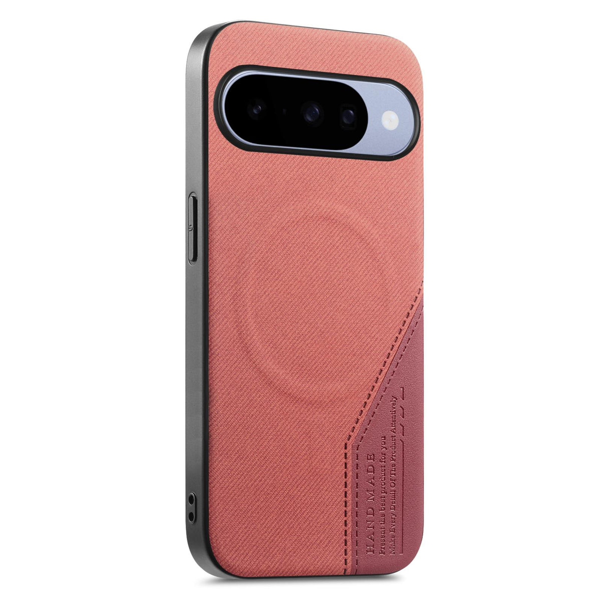 For Google Pixel 10 Pro XL Splicing Fabric Magnetic PU Back Cover Phone Case - Brown - SYA003483602D
