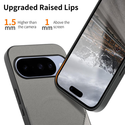 For Google Pixel 11 Splicing Fabric Magnetic PU Back Cover Phone Case - Gray - SYA003483603C