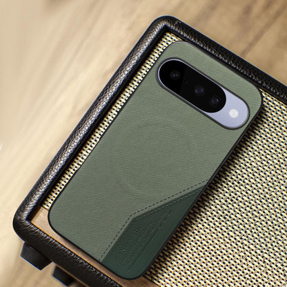 For Google Pixel 11 Splicing Fabric Magnetic PU Back Cover Phone Case - Green - SYA003483603E