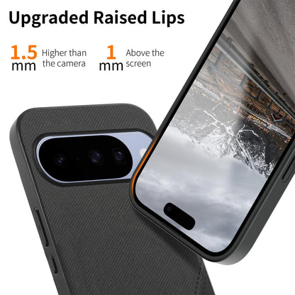 For Google Pixel 11 Pro Splicing Fabric Magnetic PU Back Cover Phone Case - Black - SYA003483604A