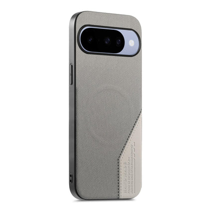 For Google Pixel 11 Pro Splicing Fabric Magnetic PU Back Cover Phone Case - Gray - SYA003483604C