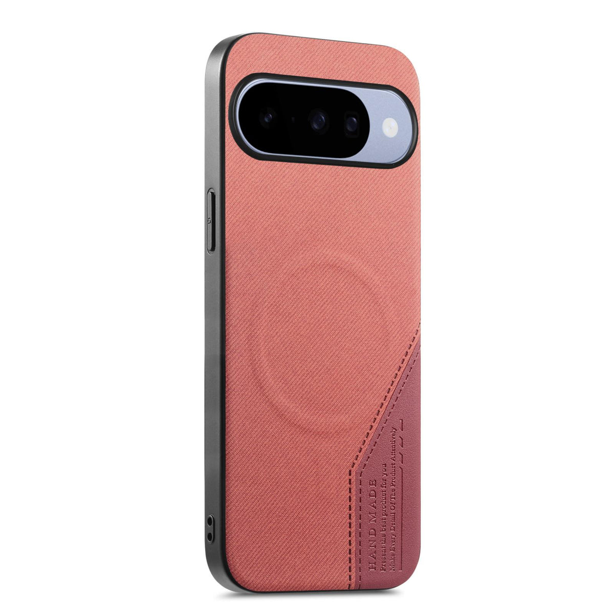 For Google Pixel 11 Pro Splicing Fabric Magnetic PU Back Cover Phone Case - Brown - SYA003483604D