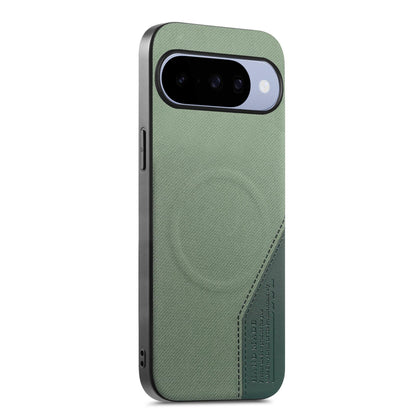 For Google Pixel 11 Pro Splicing Fabric Magnetic PU Back Cover Phone Case - Green - SYA003483604E
