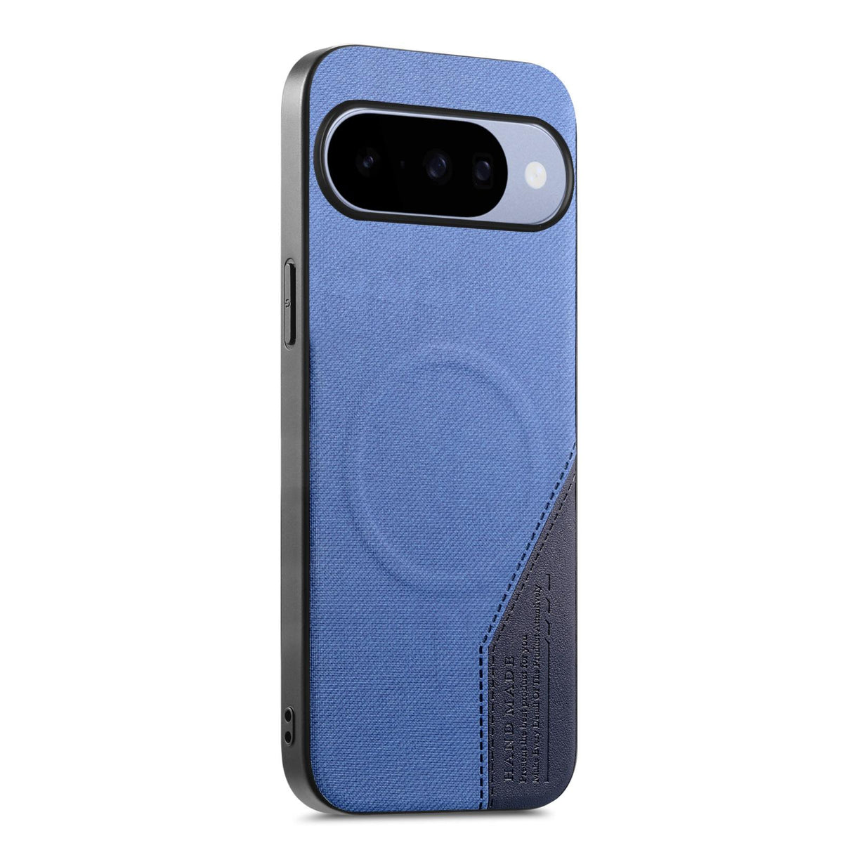 For Google Pixel 11 Pro XL Splicing Fabric Magnetic PU Back Cover Phone Case - Blue - SYA003483605B