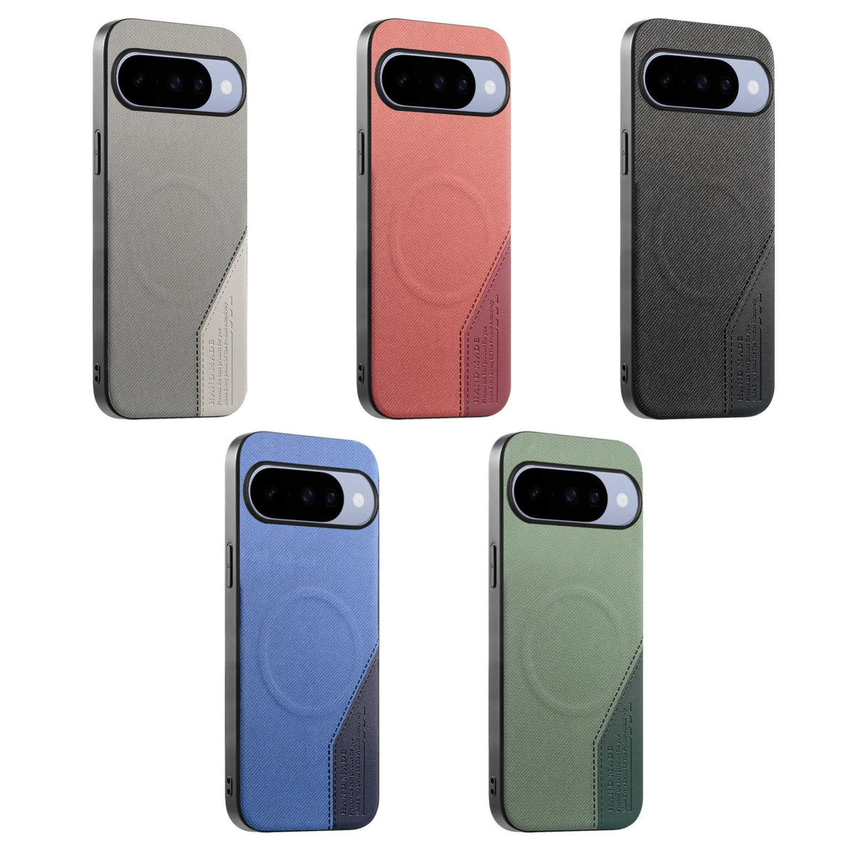 For Google Pixel 11 Splicing Fabric Magnetic PU Back Cover Phone Case - Black - SYA003483603A