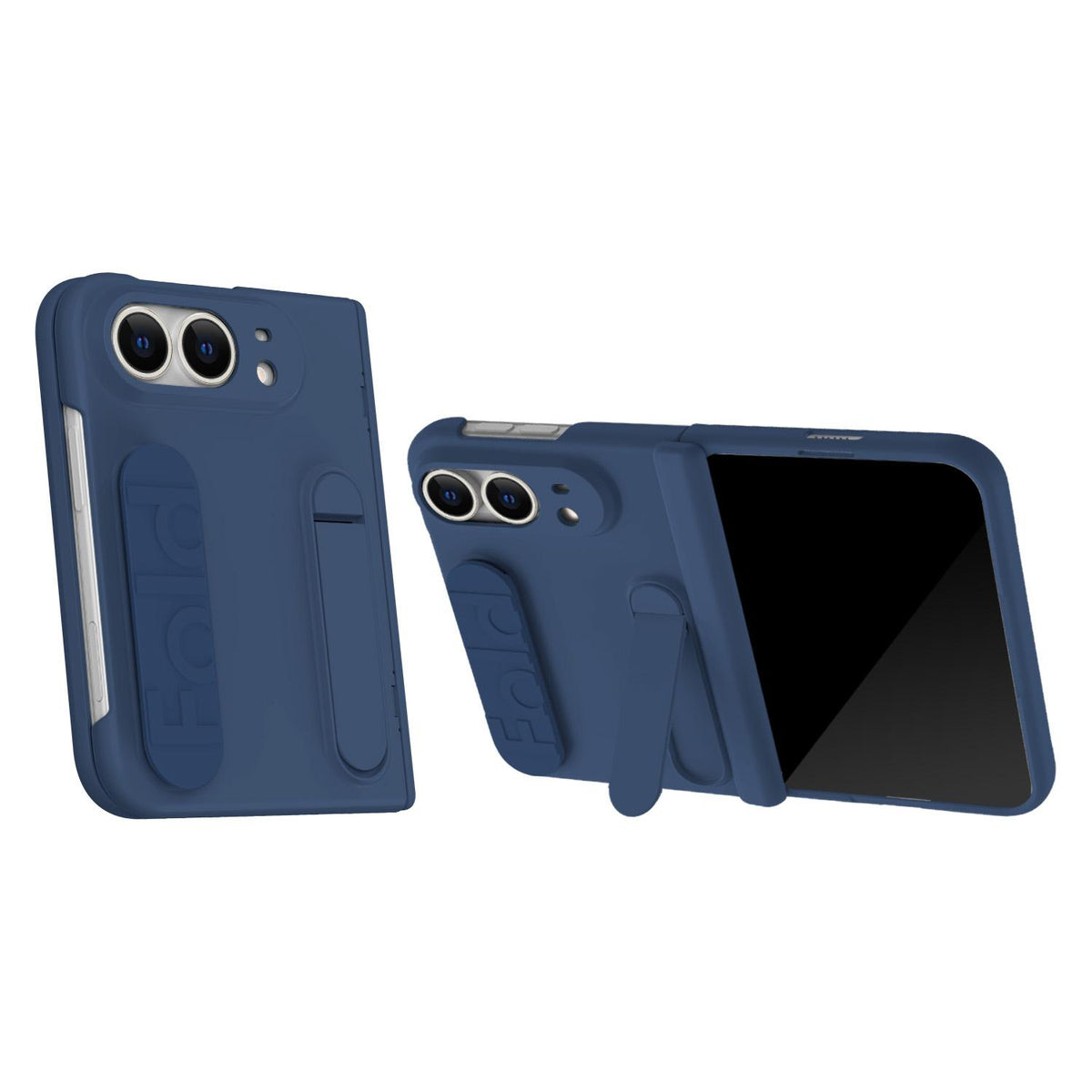 For iPhone Duo Bazher Shell Film Integrated Holder Shockproof Phone Case - Navy Blue - SYA003484101A