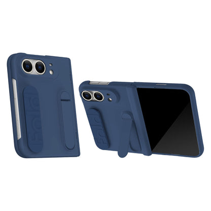 For iPhone Duo Bazher Shell Film Integrated Holder Shockproof Phone Case - Navy Blue - SYA003484101A