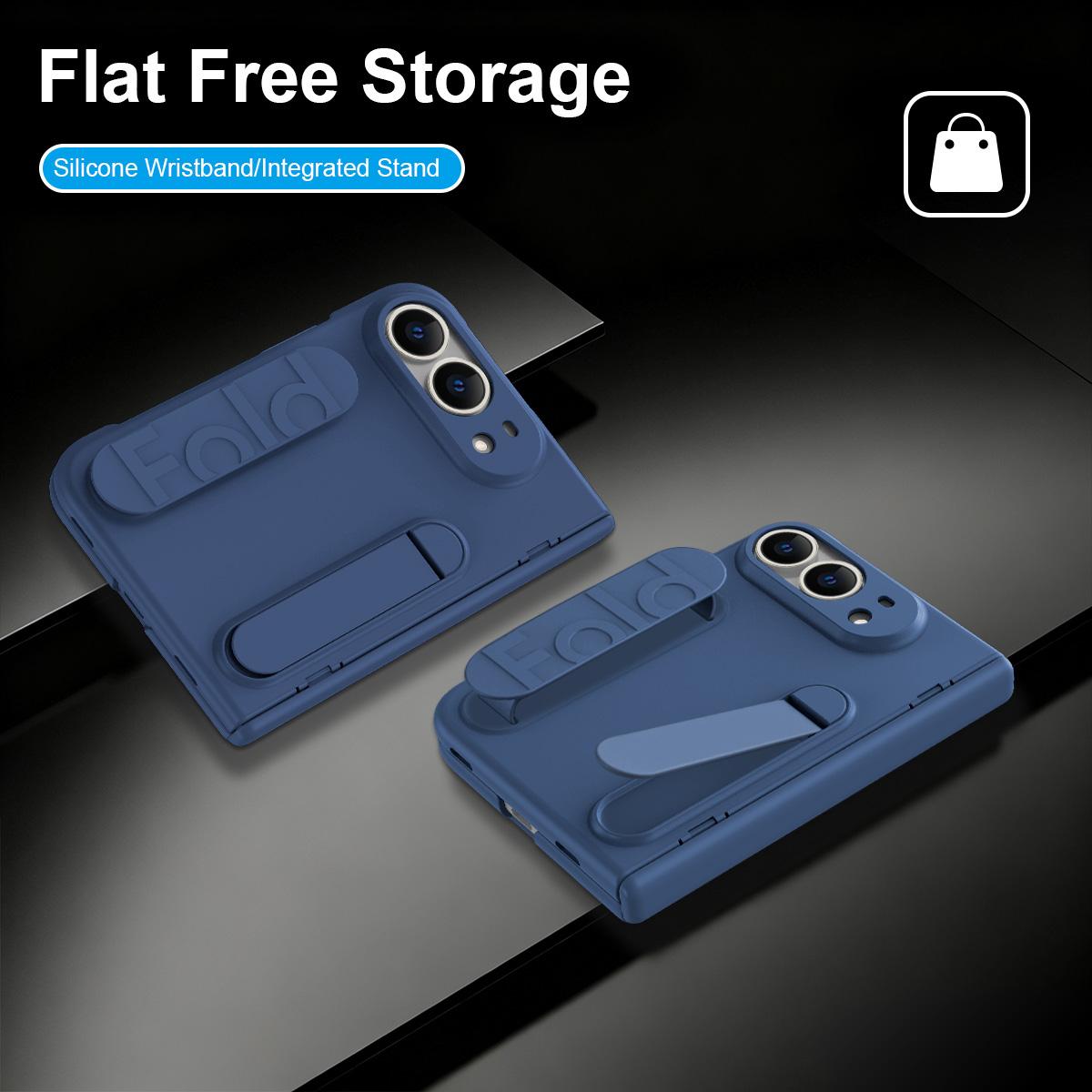 For iPhone Duo Bazher Shell Film Integrated Holder Shockproof Phone Case - Navy Blue - SYA003484101A