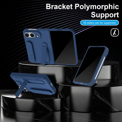For iPhone Duo Bazher Shell Film Integrated Holder Shockproof Phone Case - Navy Blue - SYA003484101A