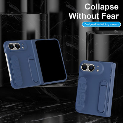 For iPhone Duo Bazher Shell Film Integrated Holder Shockproof Phone Case - Navy Blue - SYA003484101A