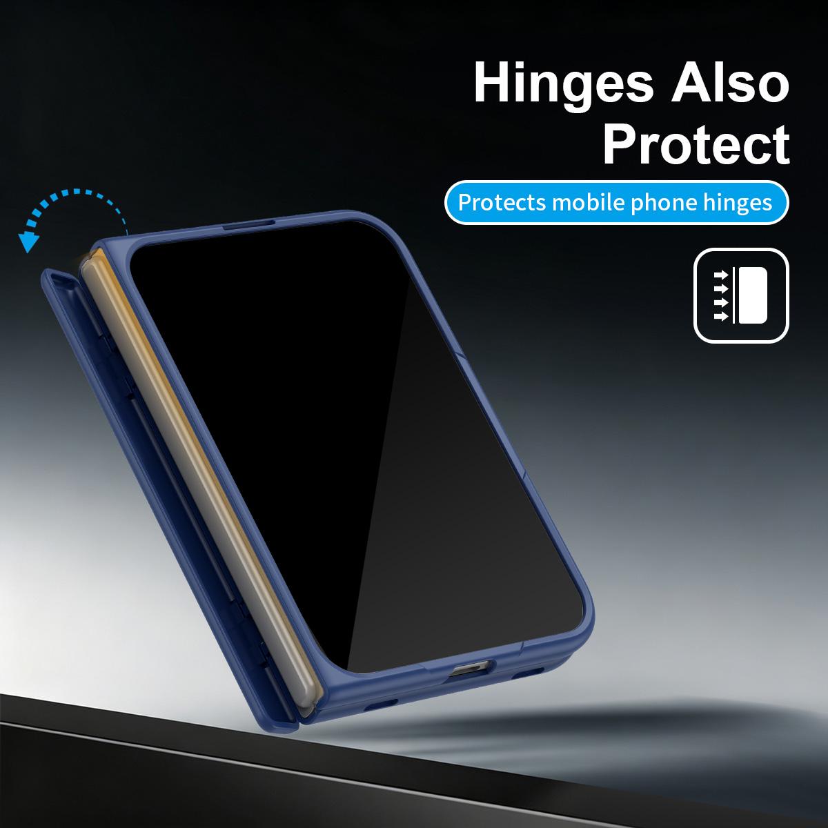 For iPhone Duo Bazher Shell Film Integrated Holder Shockproof Phone Case - Navy Blue - SYA003484101A