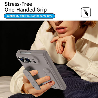 For iPhone Duo Bazher Shell Film Integrated Holder Shockproof Phone Case - Titanium Color - SYA003484101C