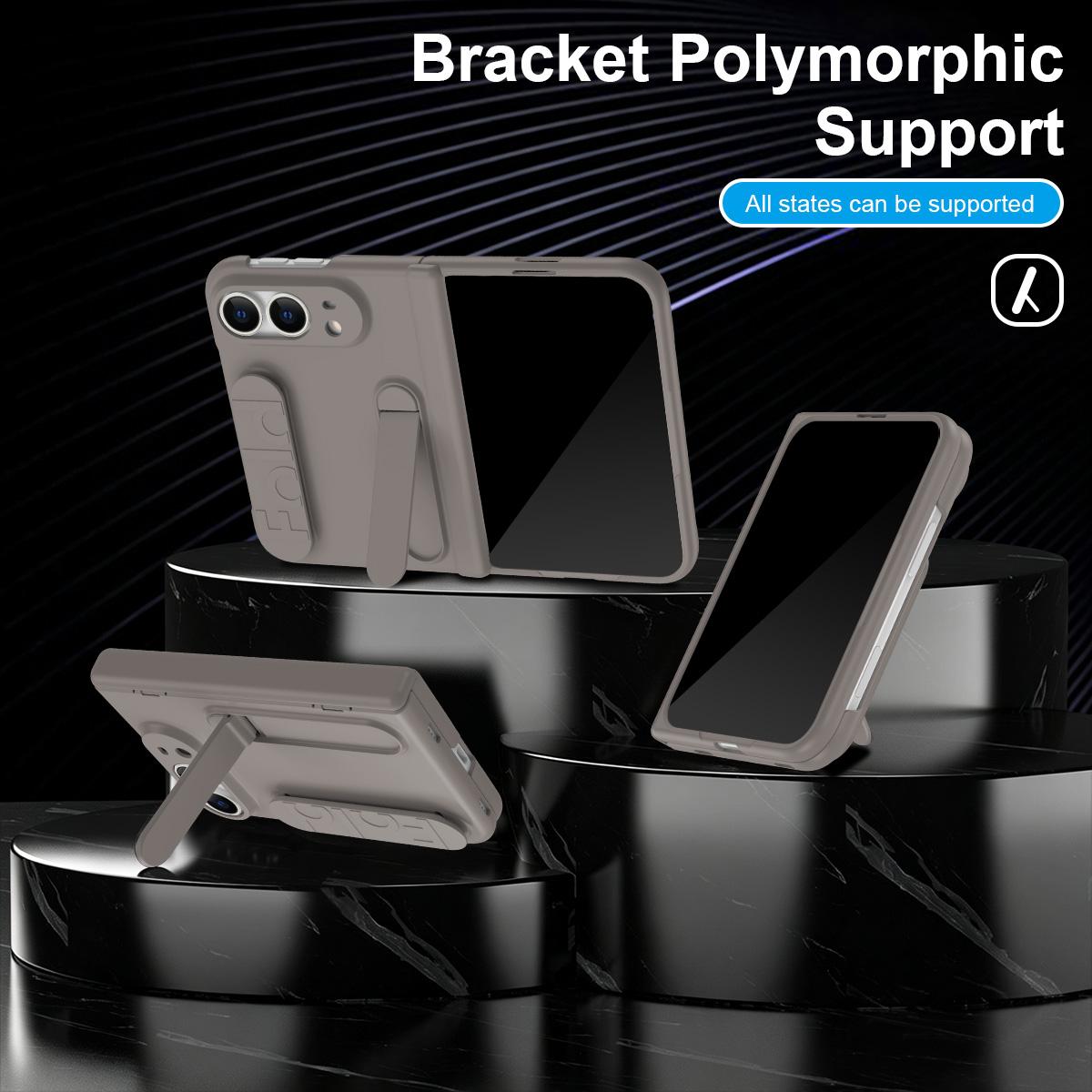 For iPhone Duo Bazher Shell Film Integrated Holder Shockproof Phone Case - Titanium Color - SYA003484101C