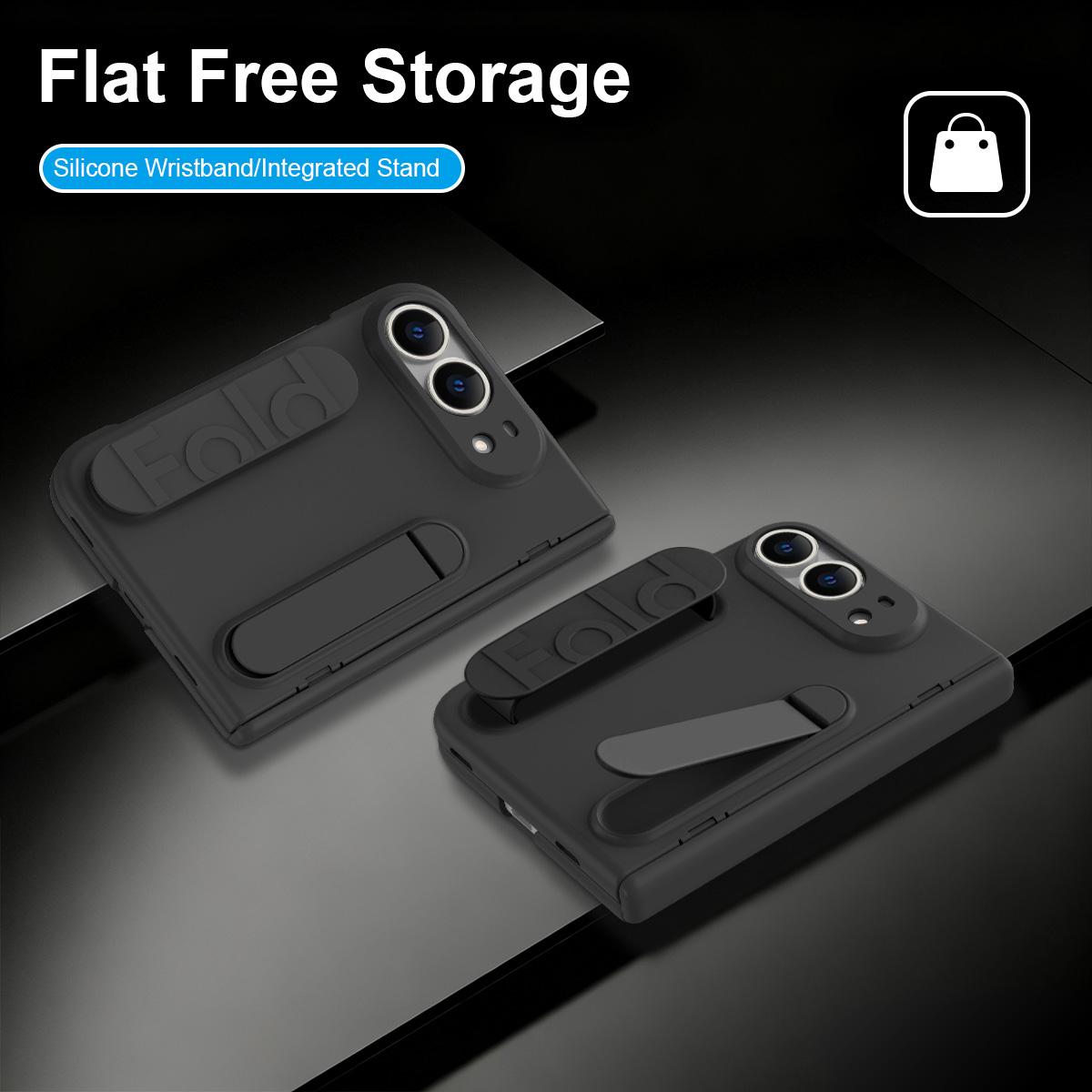 For iPhone Duo Bazher Shell Film Integrated Holder Shockproof Phone Case - Black - SYA003484101D