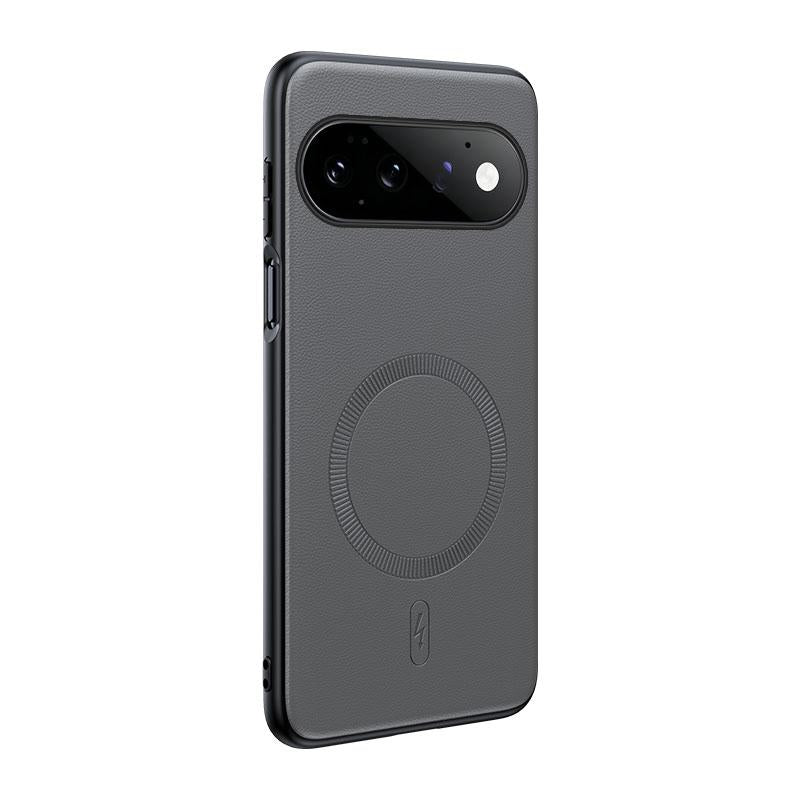For Google  Pixel 11Pro Plain Leather MagSafe Shockproof Phone Case - Grey - SYA003488401A