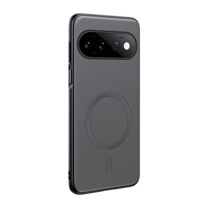 For Google  Pixel 11Pro Plain Leather MagSafe Shockproof Phone Case - Grey - SYA003488401A