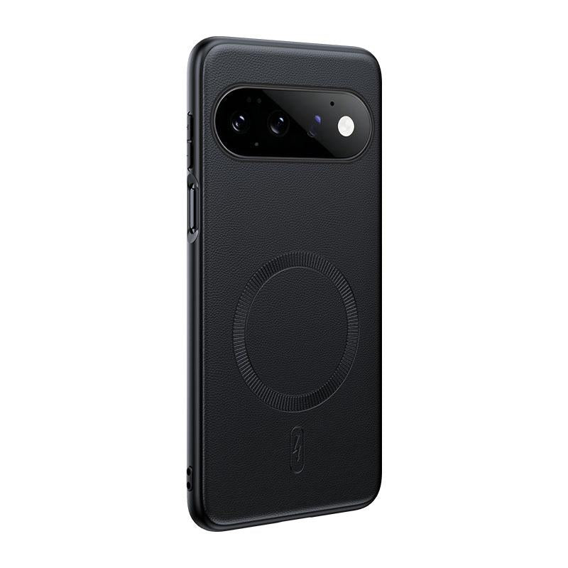 For Google  Pixel 11Pro Plain Leather MagSafe Shockproof Phone Case - Black - SYA003488401B