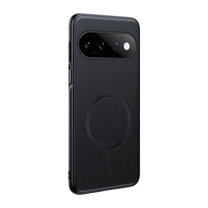 For Google  Pixel 11Pro Plain Leather MagSafe Shockproof Phone Case - Black - SYA003488401B