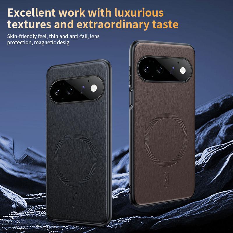 For Google  Pixel 11Pro Plain Leather MagSafe Shockproof Phone Case - Green - SYA003488401C