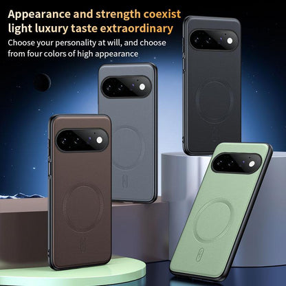 For Google  Pixel 11Pro Plain Leather MagSafe Shockproof Phone Case - Green - SYA003488401C