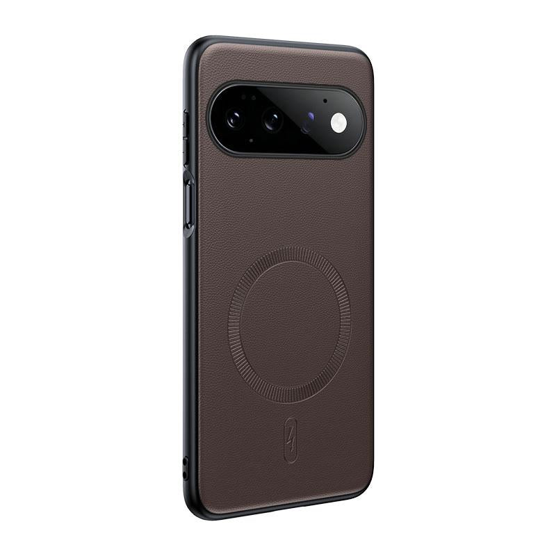 For Google  Pixel 11Pro Plain Leather MagSafe Shockproof Phone Case - brown - SYA003488401D
