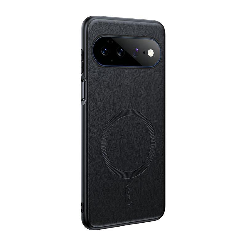 For Google Pixel 11Pro XL Plain Leather MagSafe Shockproof Phone Case - Black - SYA003488402B