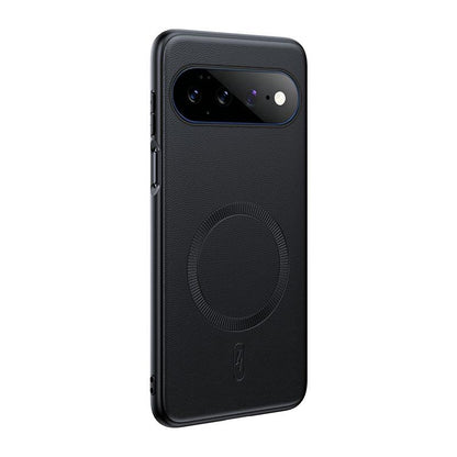 For Google Pixel 11Pro XL Plain Leather MagSafe Shockproof Phone Case - Black - SYA003488402B