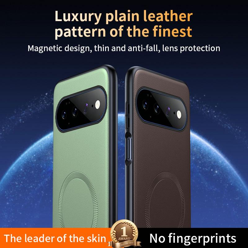 For Google Pixel 11Pro XL Plain Leather MagSafe Shockproof Phone Case - Black - SYA003488402B