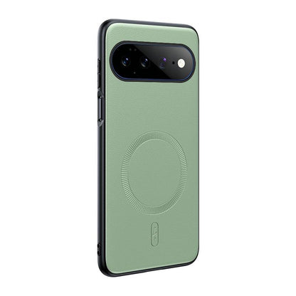 For Google Pixel 11Pro XL Plain Leather MagSafe Shockproof Phone Case - Green - SYA003488402C
