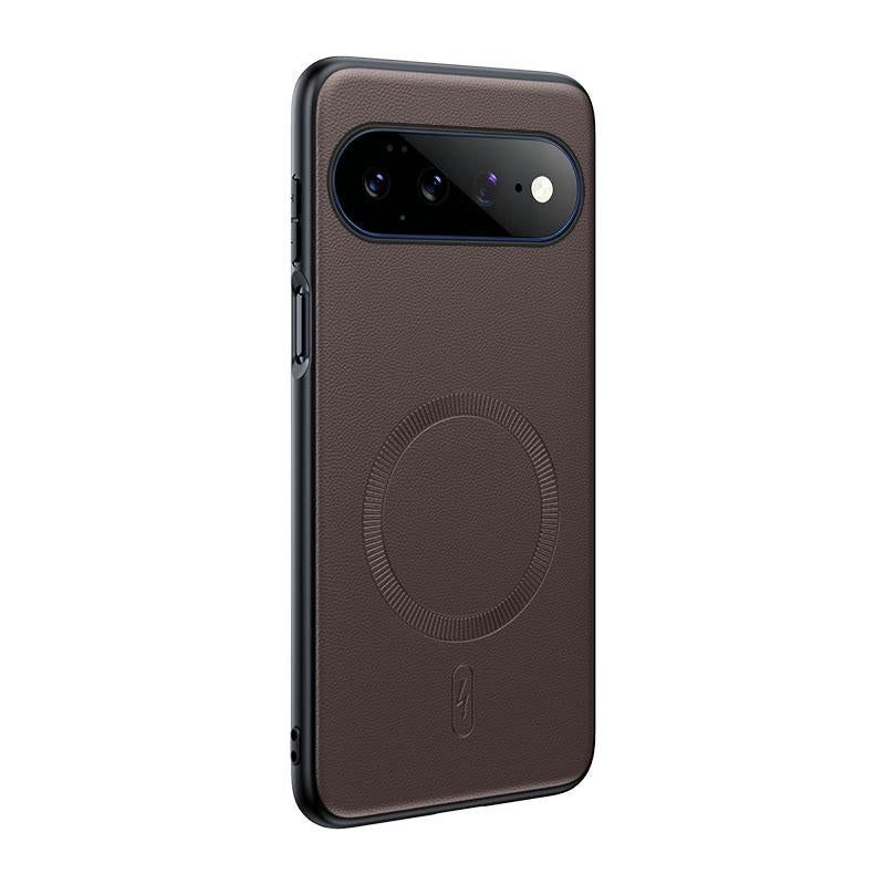 For Google Pixel 11Pro XL Plain Leather MagSafe Shockproof Phone Case - brown - SYA003488402D