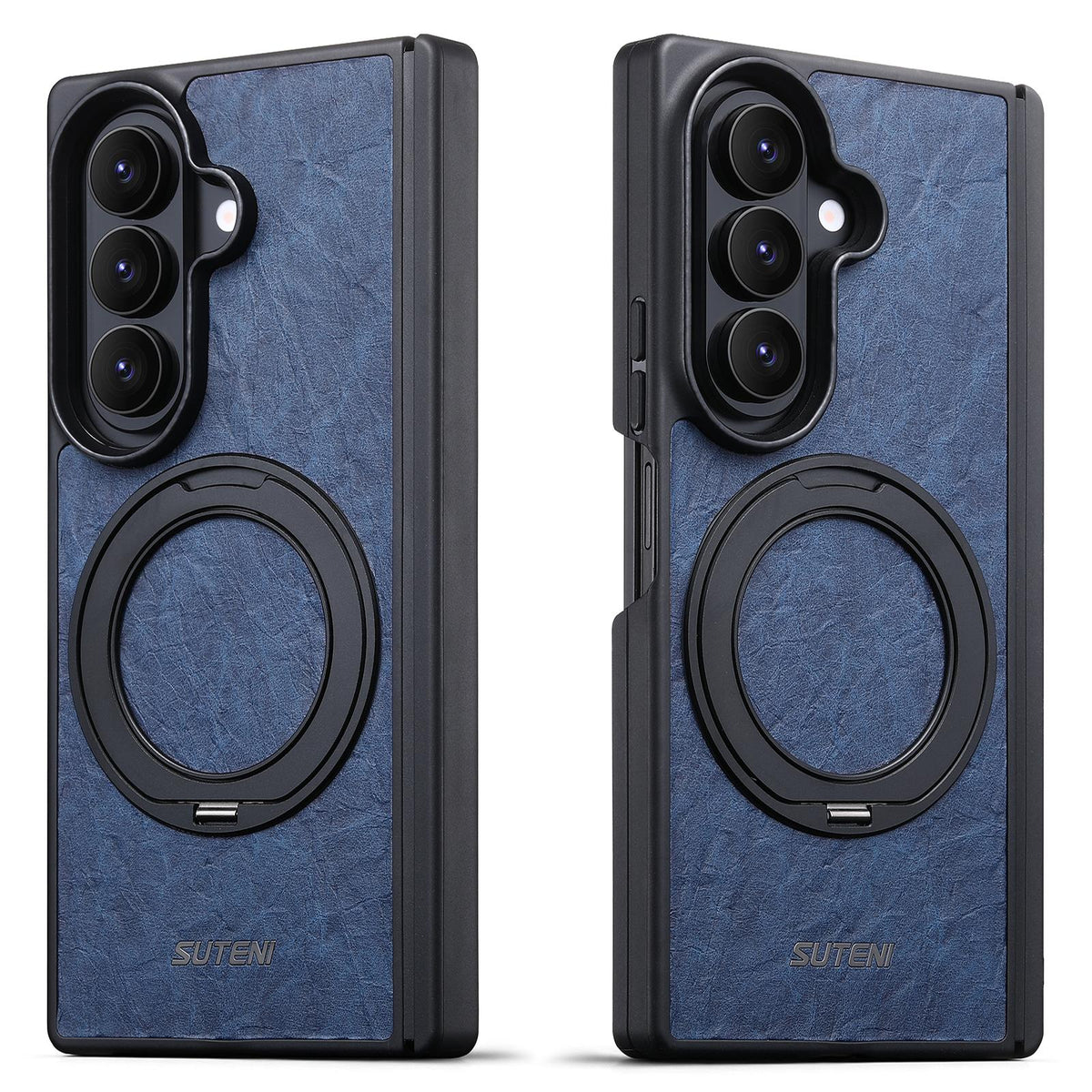 For Galaxy Z Fold8 Ultra 5G Suteni G9 Rock Texture Hinge Magnetic Holder Phone Case - Blue - SYA003490502C