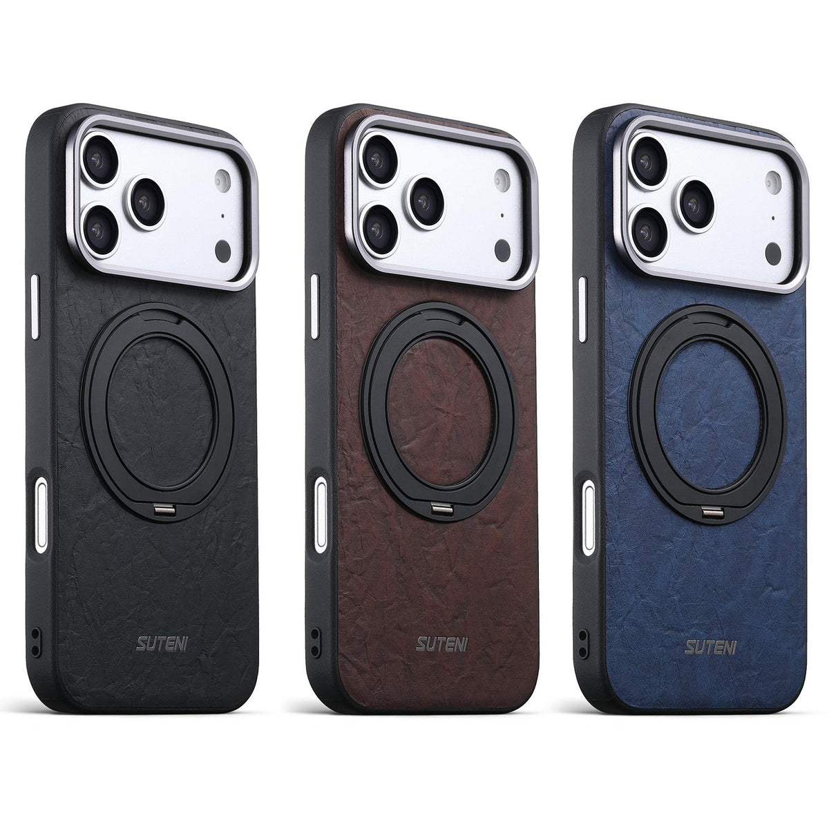 For iPhone 18 Pro Suteni G9 Rock Texture Magnetic Holder Phone Case - Brown - SYA003490901B