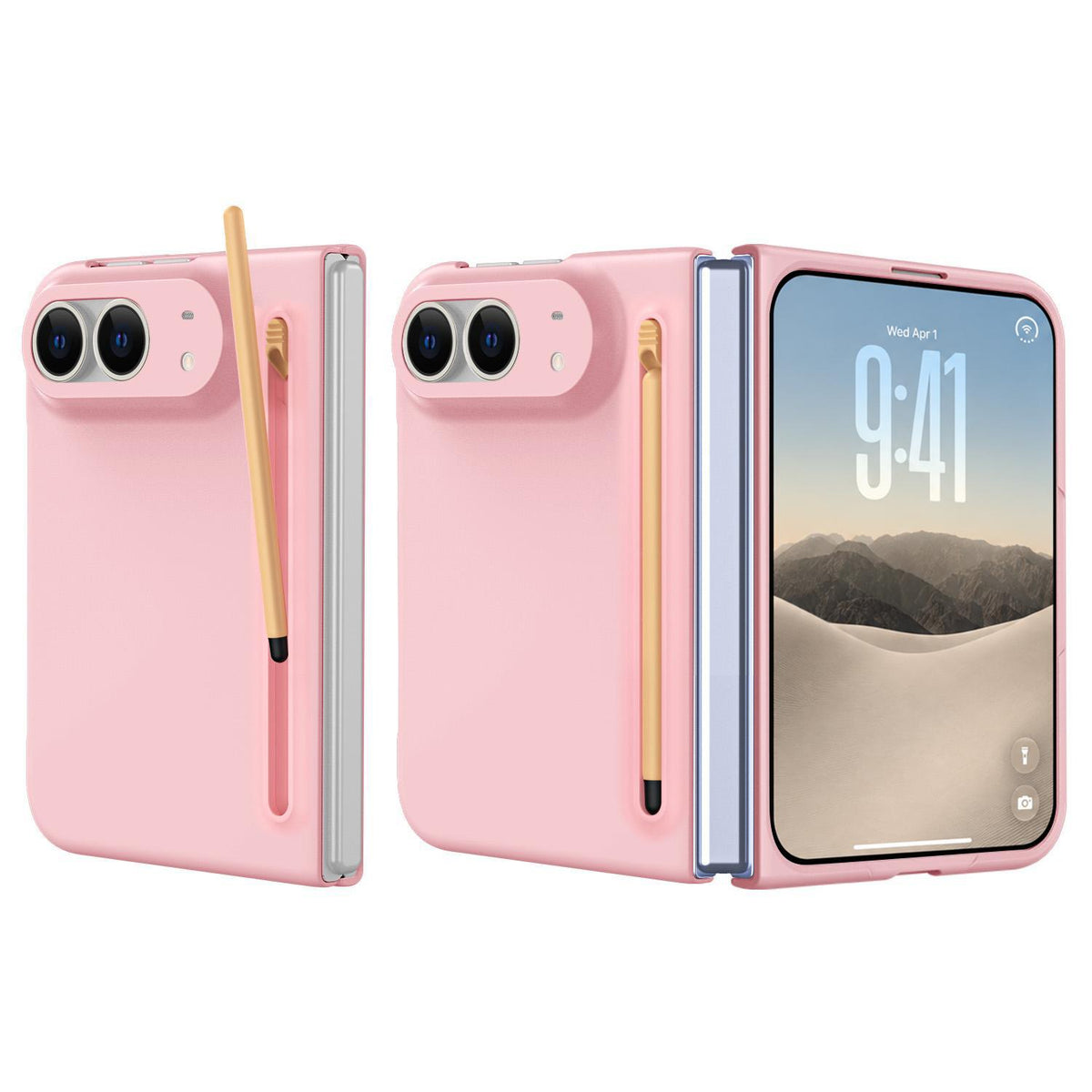 For iPhone Duo Skinfeel Shockproof Phone Case, No Pen - Pink - SYA003491001C