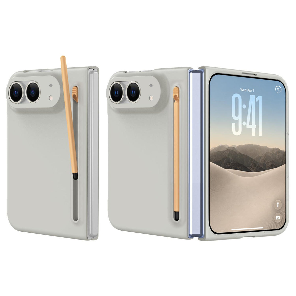 For iPhone Duo Skinfeel Shockproof Phone Case, No Pen - Light Gray - SYA003491001D