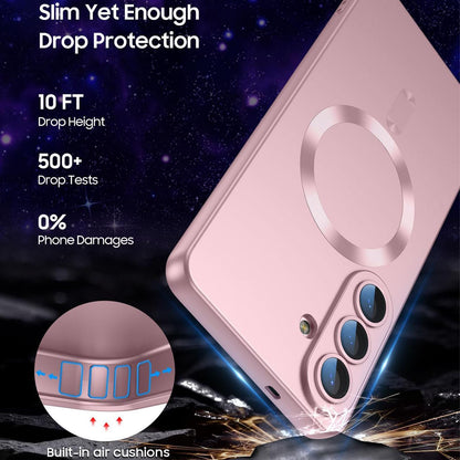 For Galaxy S26 FE 5G Ultra thin Metallic TPU MagSafe Phone Case with Lens Film - Pink - SYA003492702A