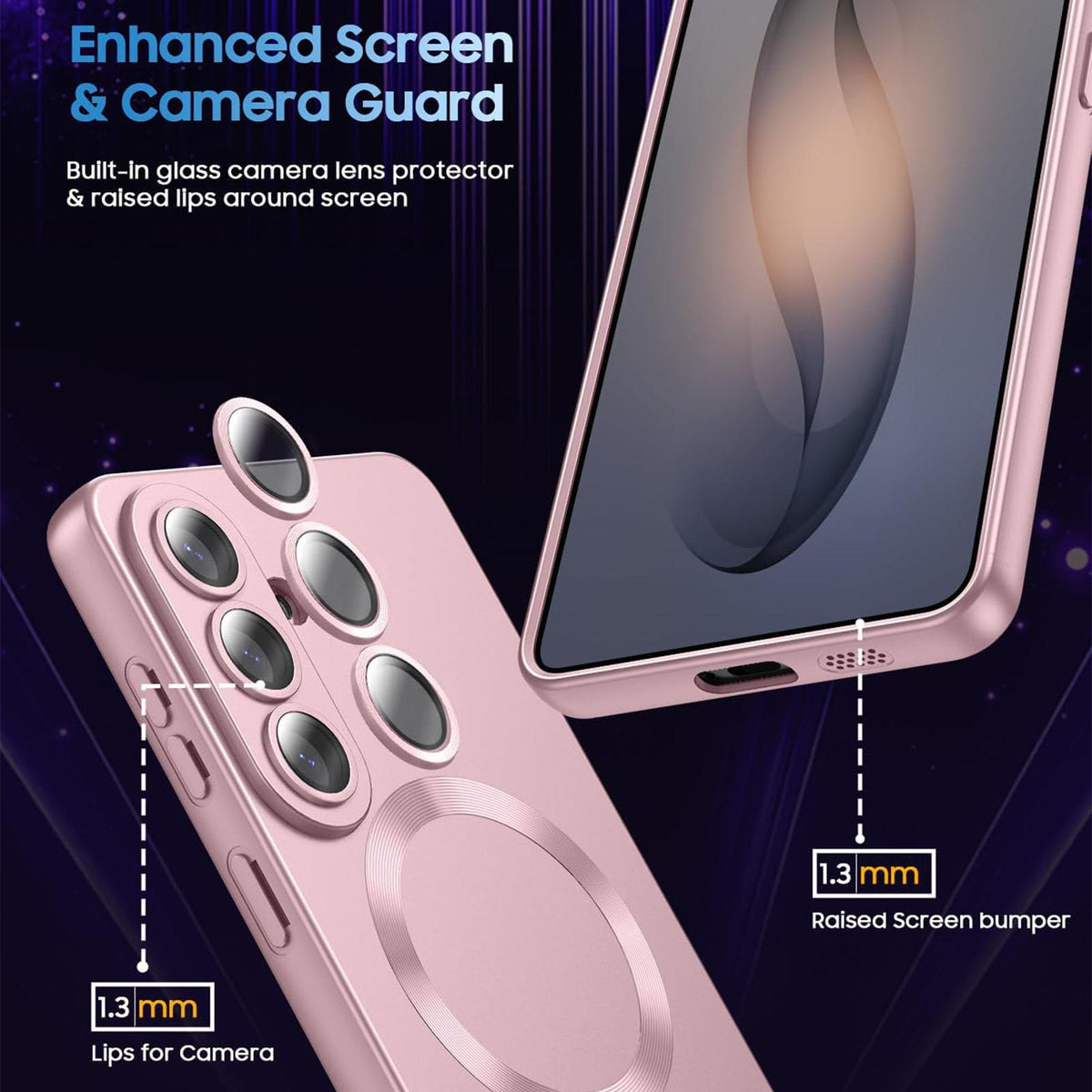 For Galaxy S26 FE 5G Ultra thin Metallic TPU MagSafe Phone Case with Lens Film - Pink - SYA003492702A