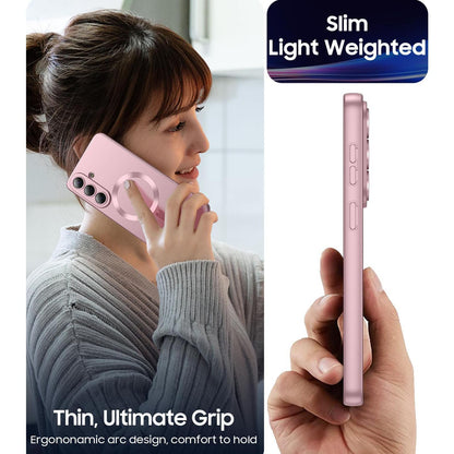 For Galaxy S26 FE 5G Ultra thin Metallic TPU MagSafe Phone Case with Lens Film - Pink - SYA003492702A
